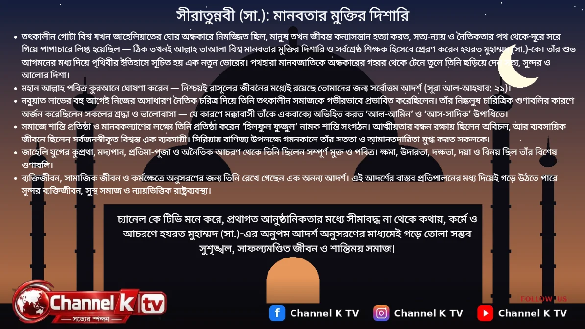 সীরাতুন্নবী (সা.): মানবতার মুক্তির দিশারি